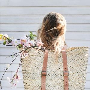 Anthropologie Leather Handle Market Backpack NWT